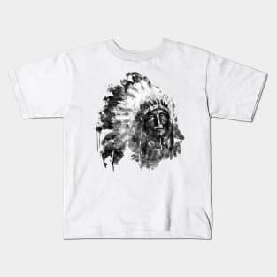 Native American Chief Black and White Kids T-Shirt